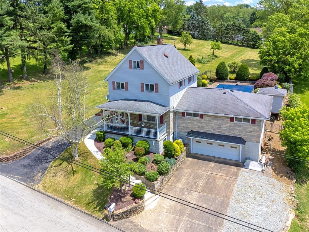 an aerial view of a house