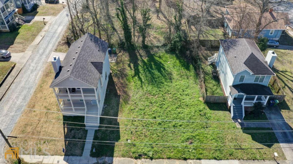 an aerial view of a house