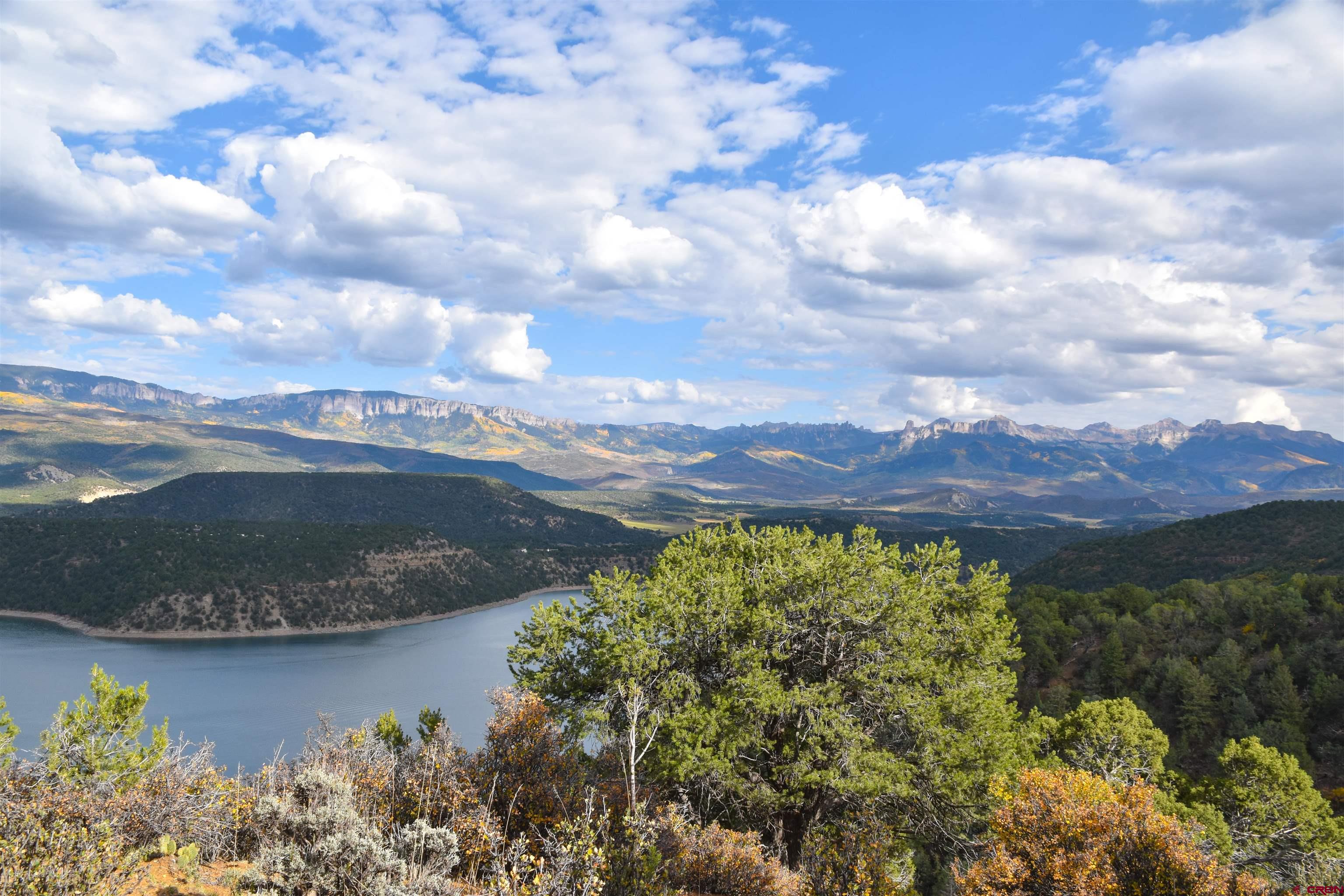 a view of a lake with a mountain