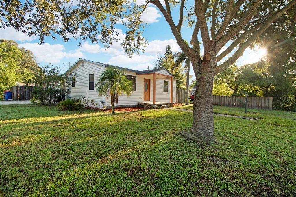 a view of a house with a tree in a yard