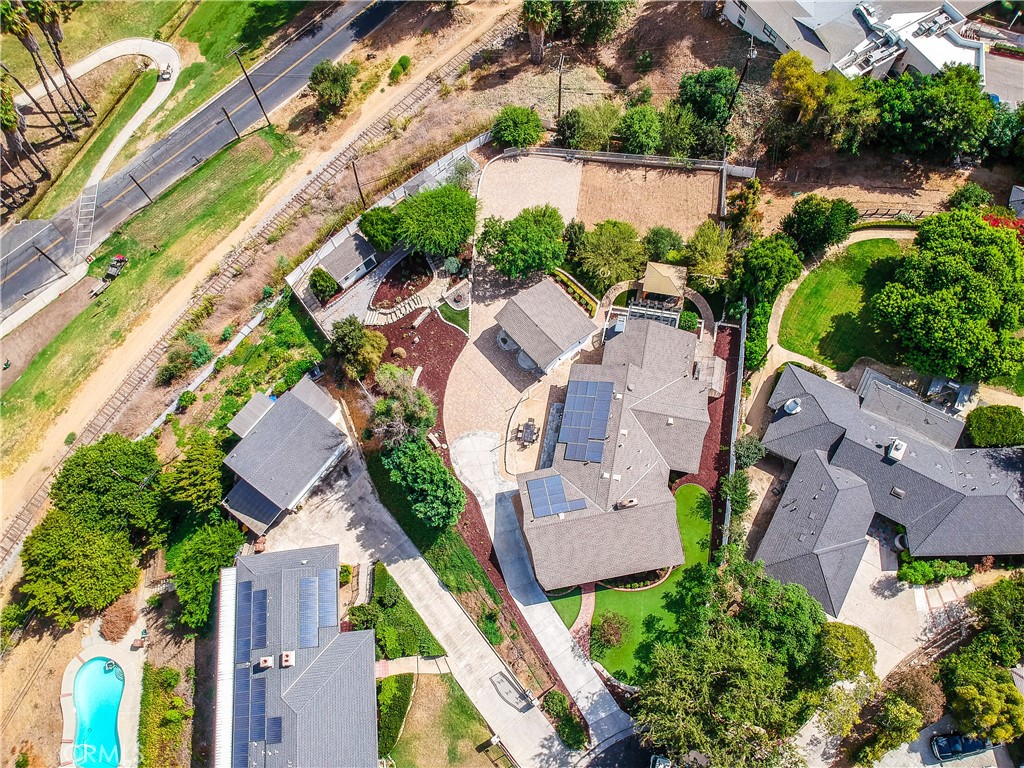 an aerial view of a house