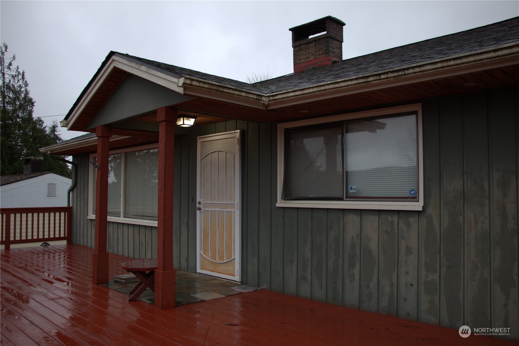 a view of a house with wooden door