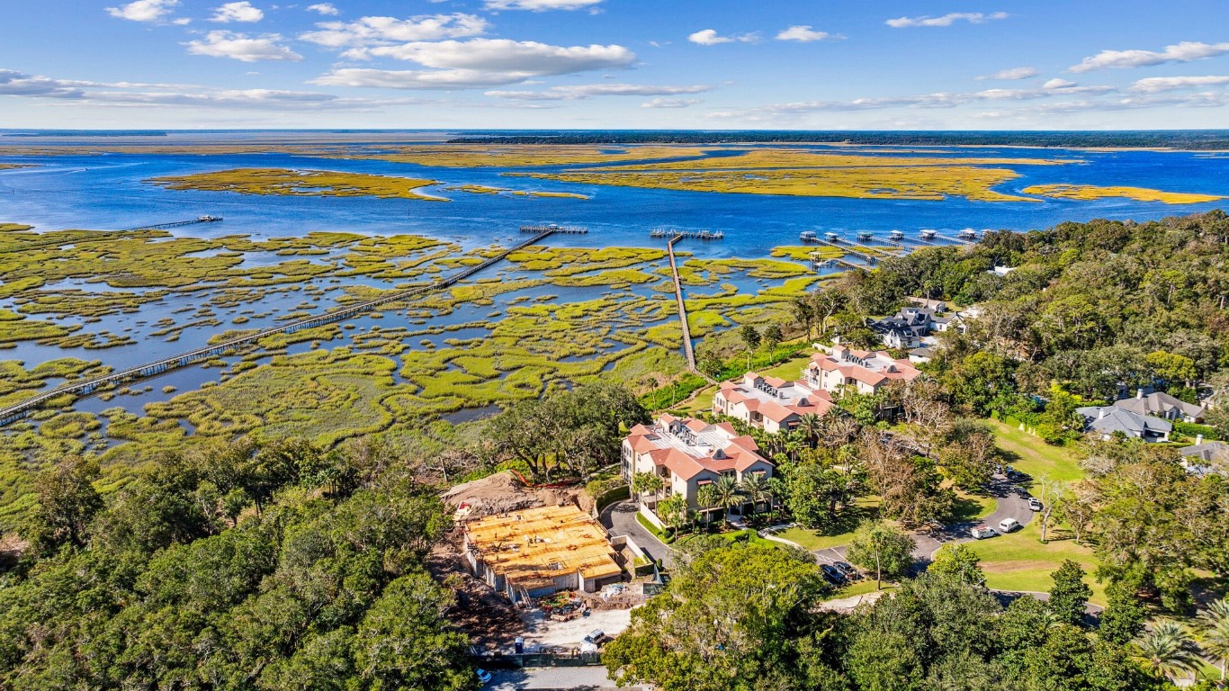 Aerial View of Intracoastal Waterway & Building