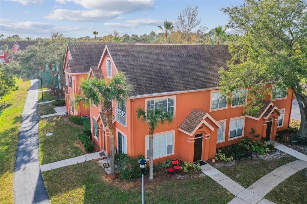 an aerial view of a house