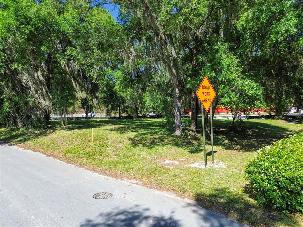 a view of a park with slide