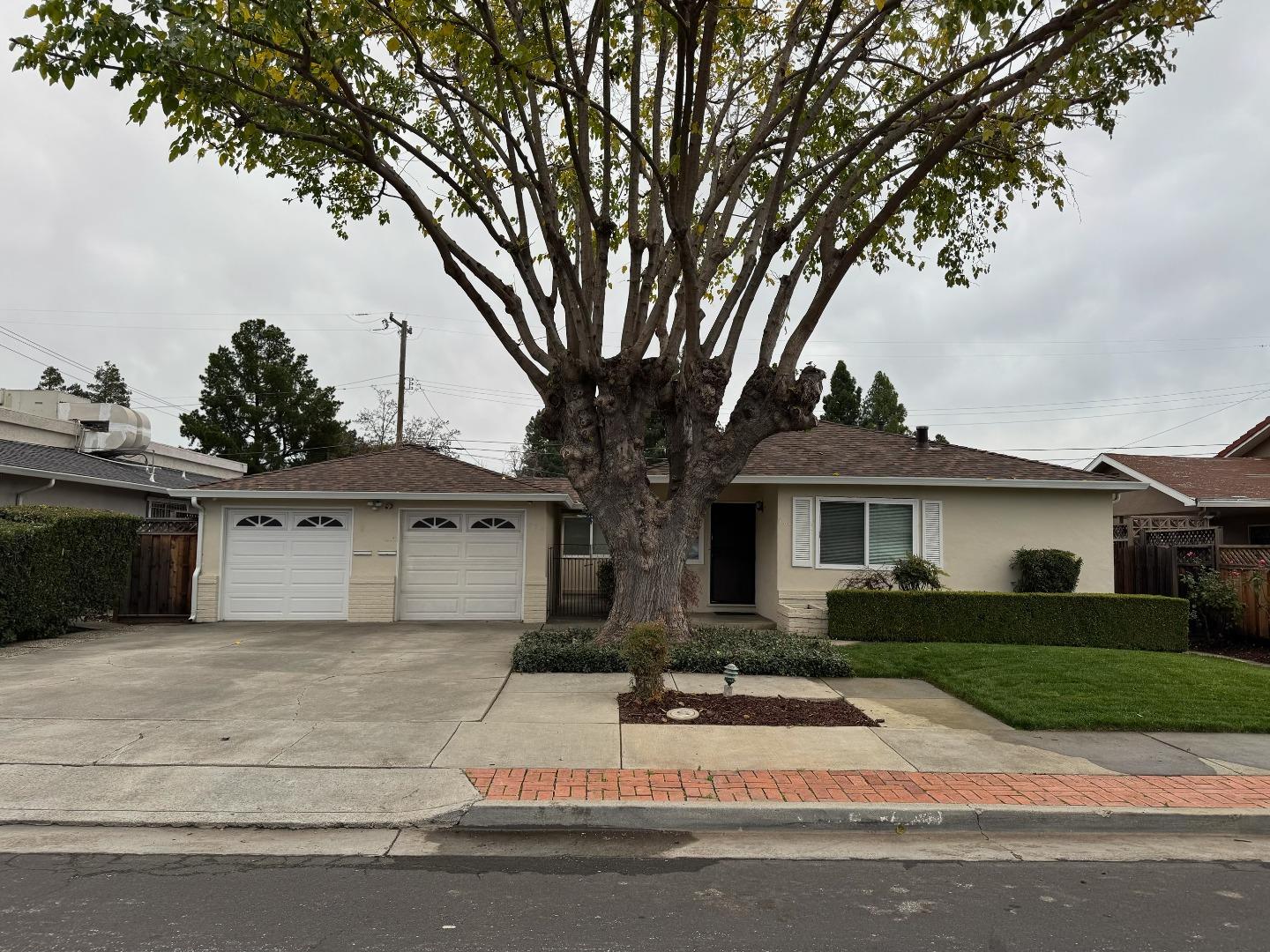 a front view of a house with yard