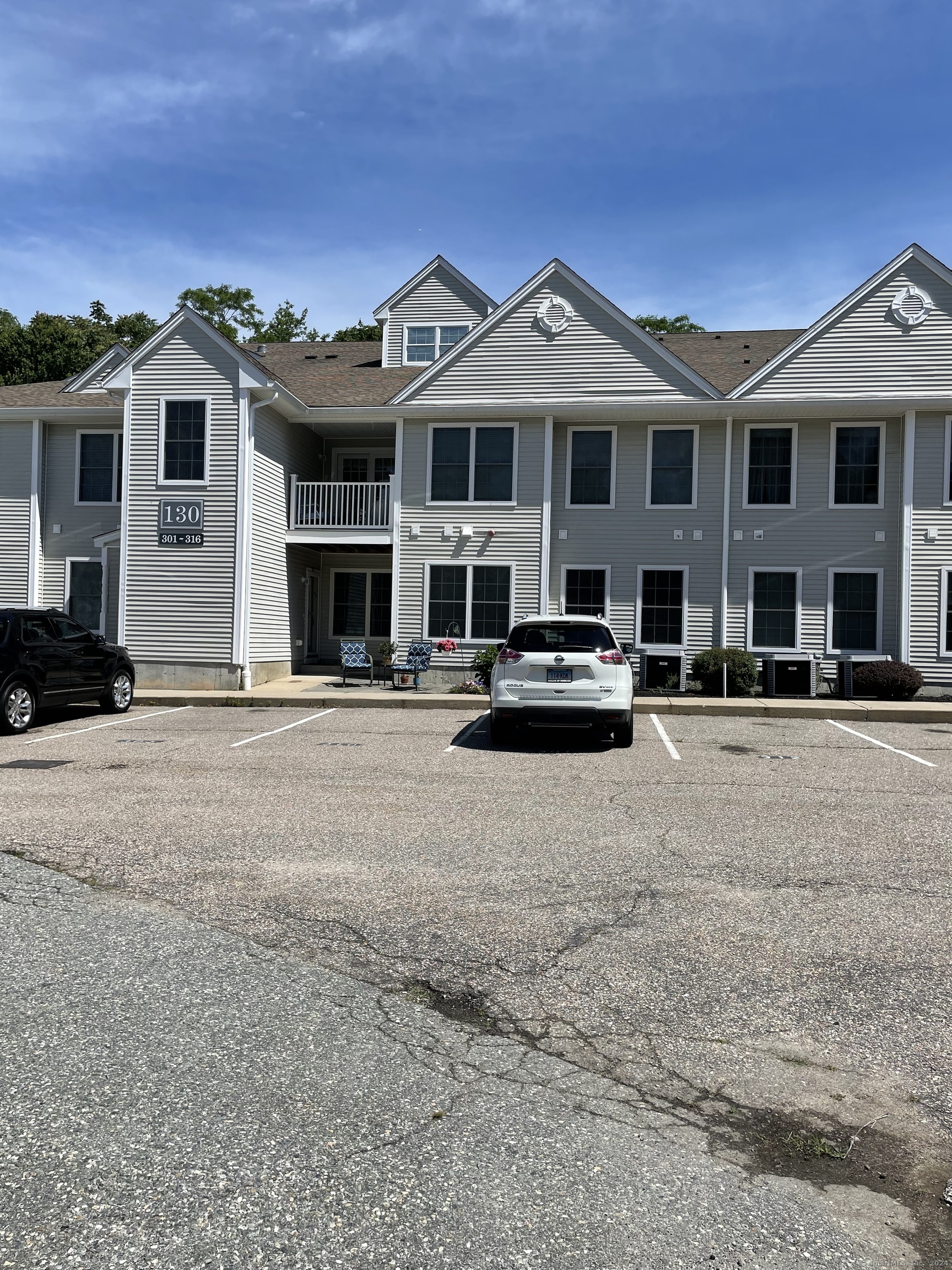 front view of a building with a street