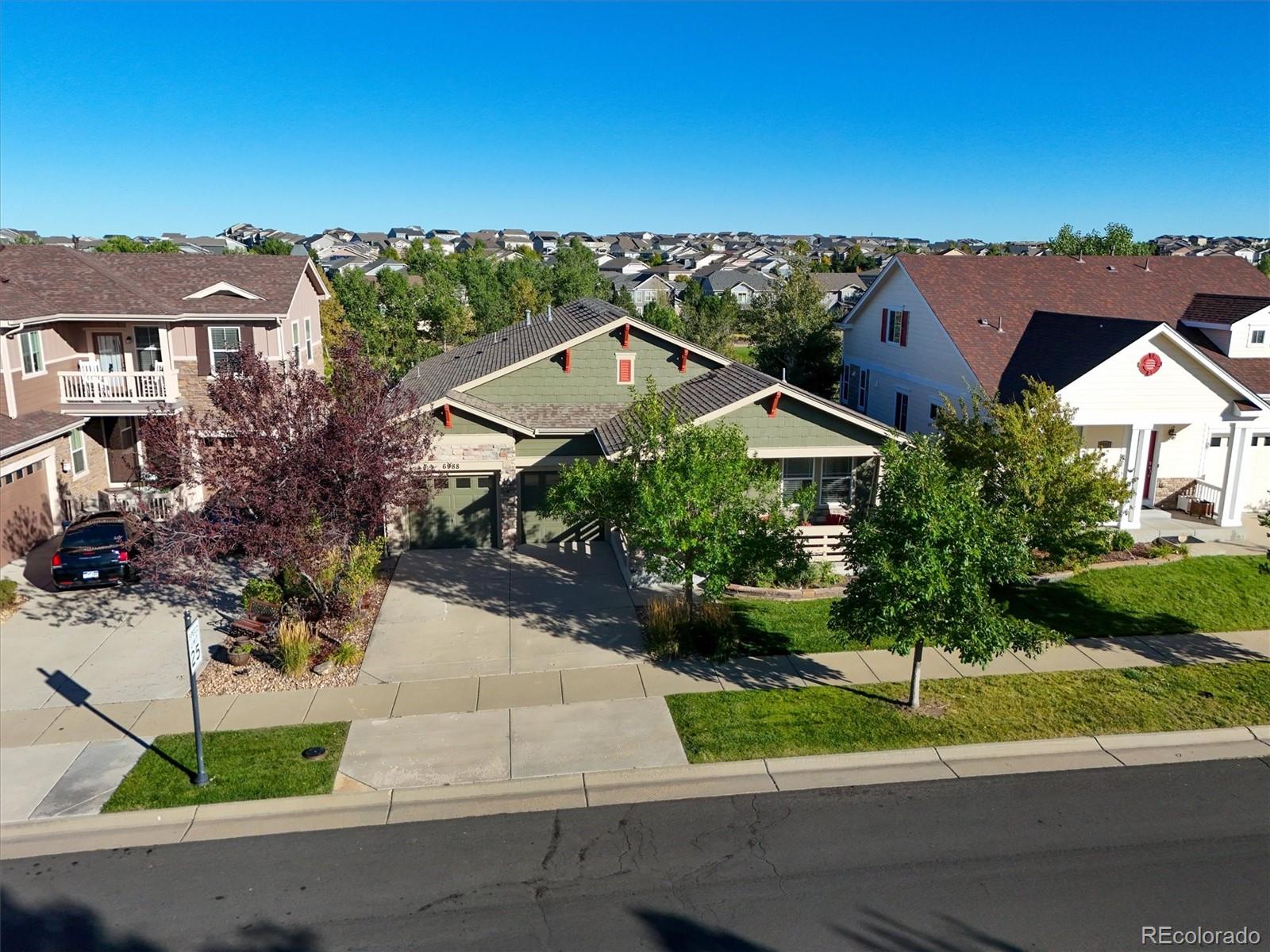 an aerial view of a house