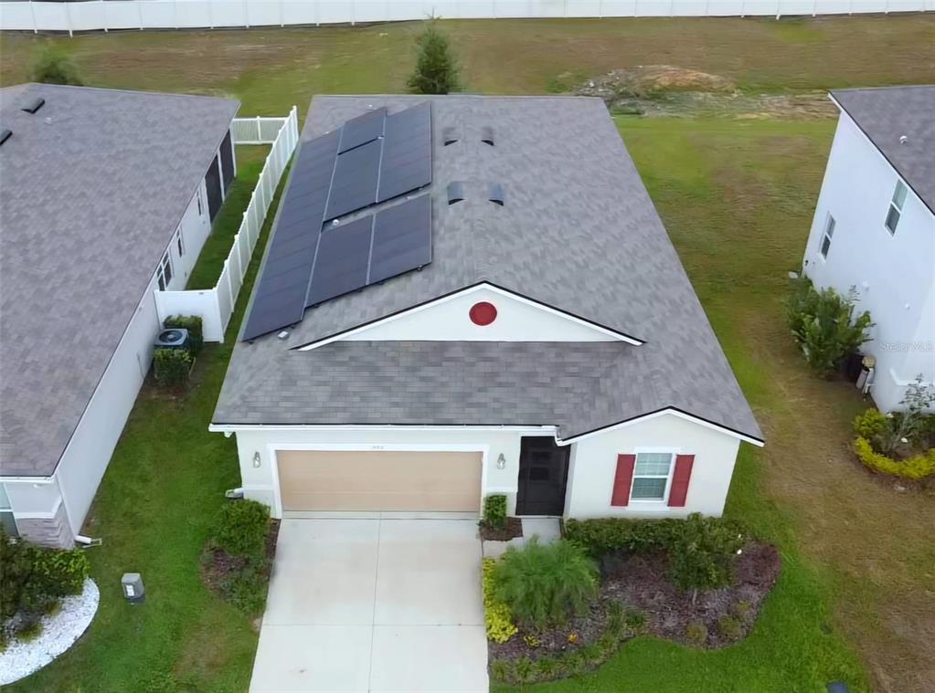 an aerial view of a house