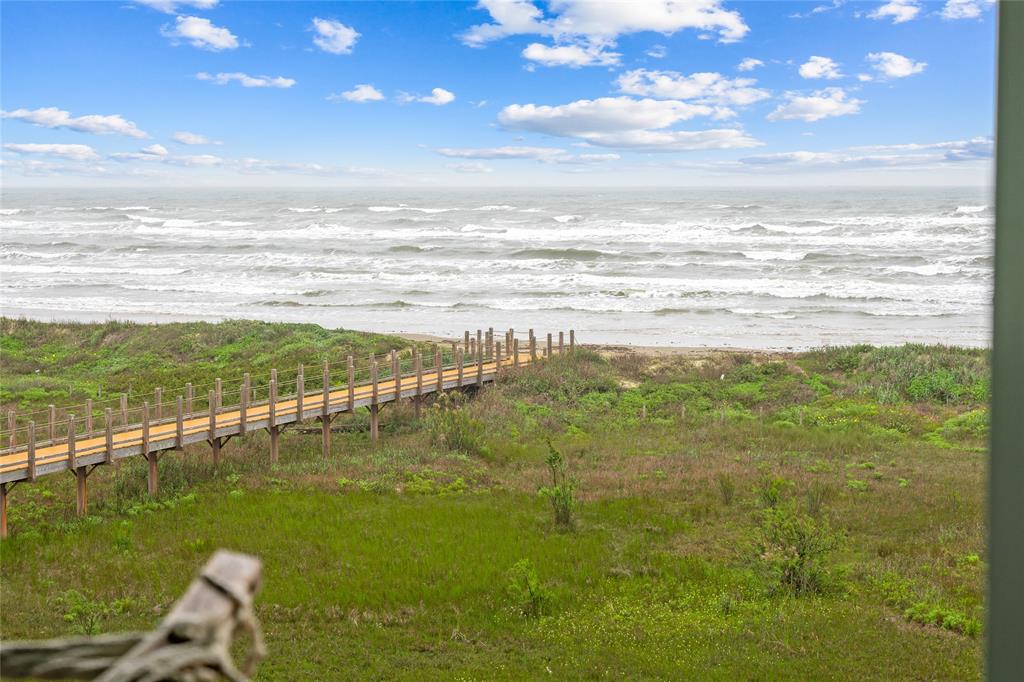 a view of an ocean from a yard