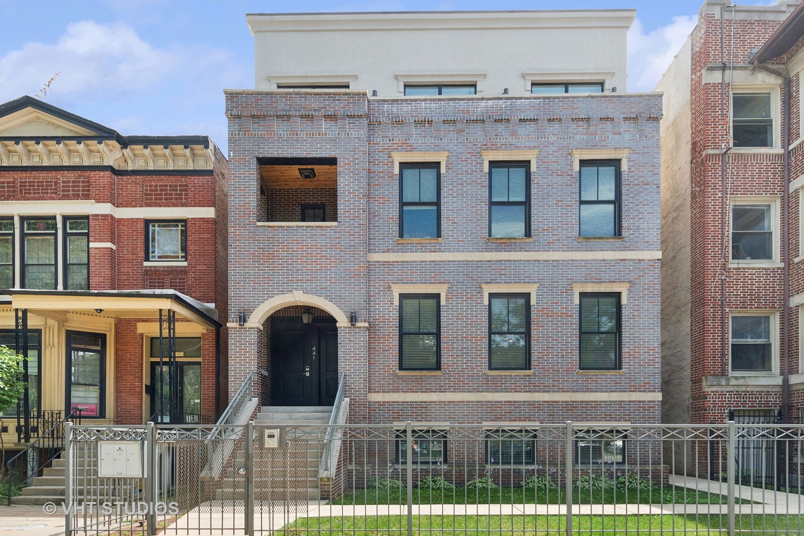 aerial view of a brick building