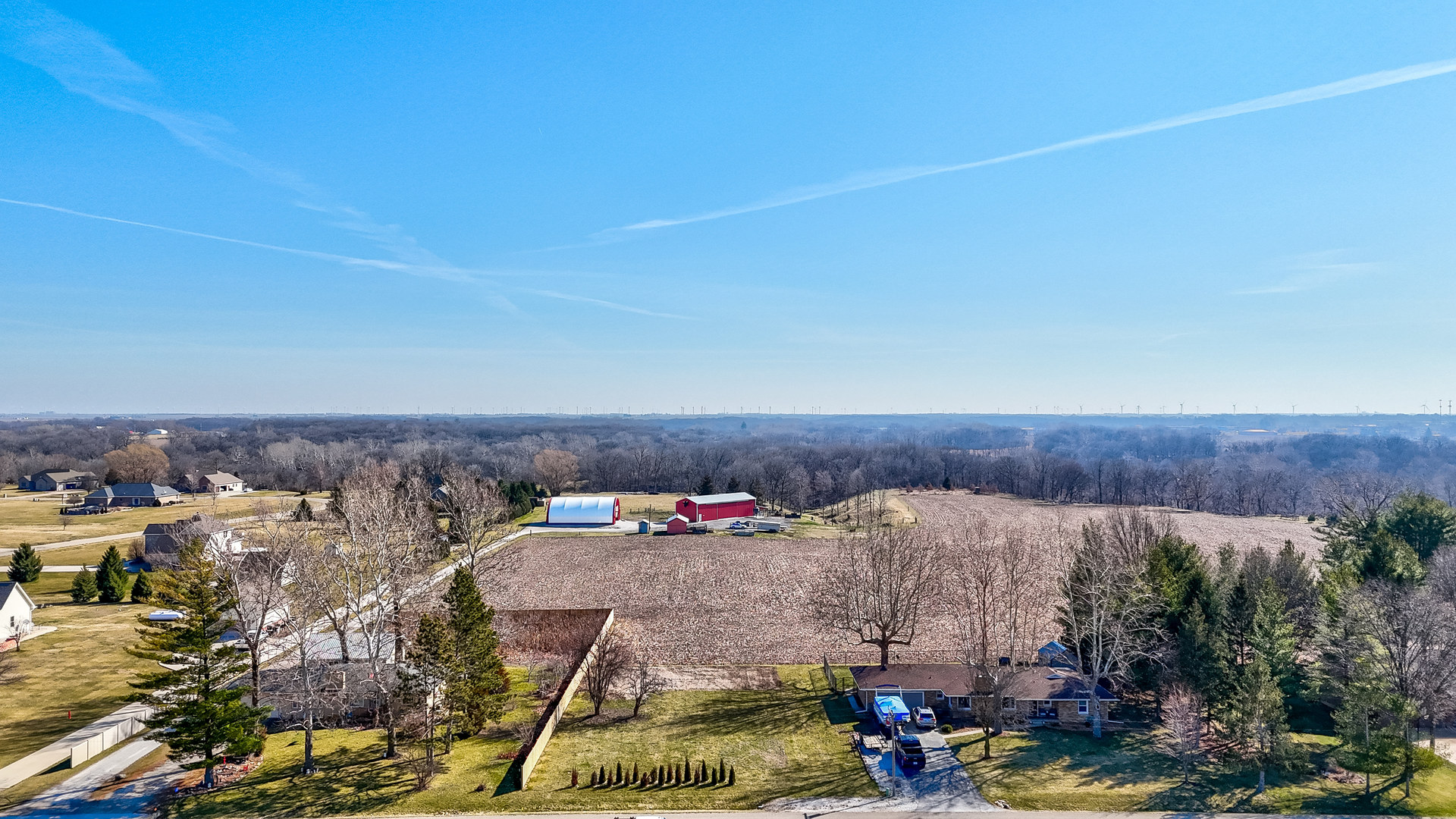 an aerial view of multiple house