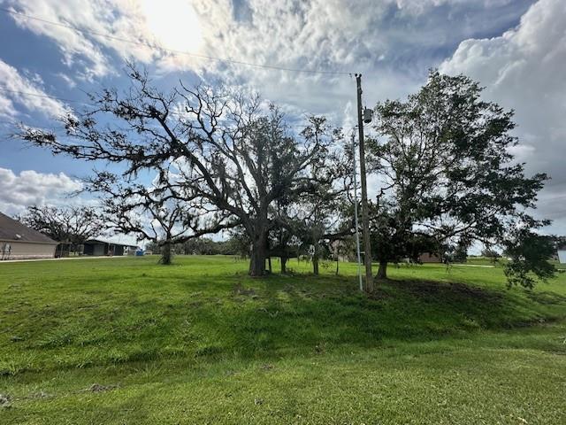 a view of grassy field with benches