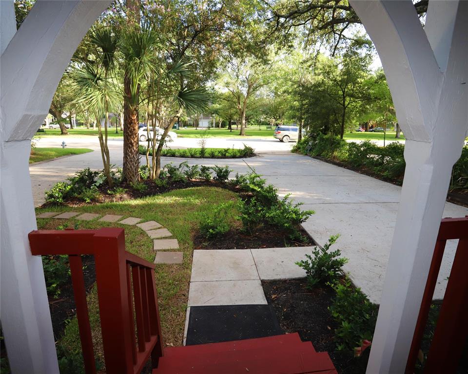 Vew from your front porch.  There's an amazing walking park just 15 steps from your circular driveway. The home is nicely set back from the street for privacy with no sidewalk.