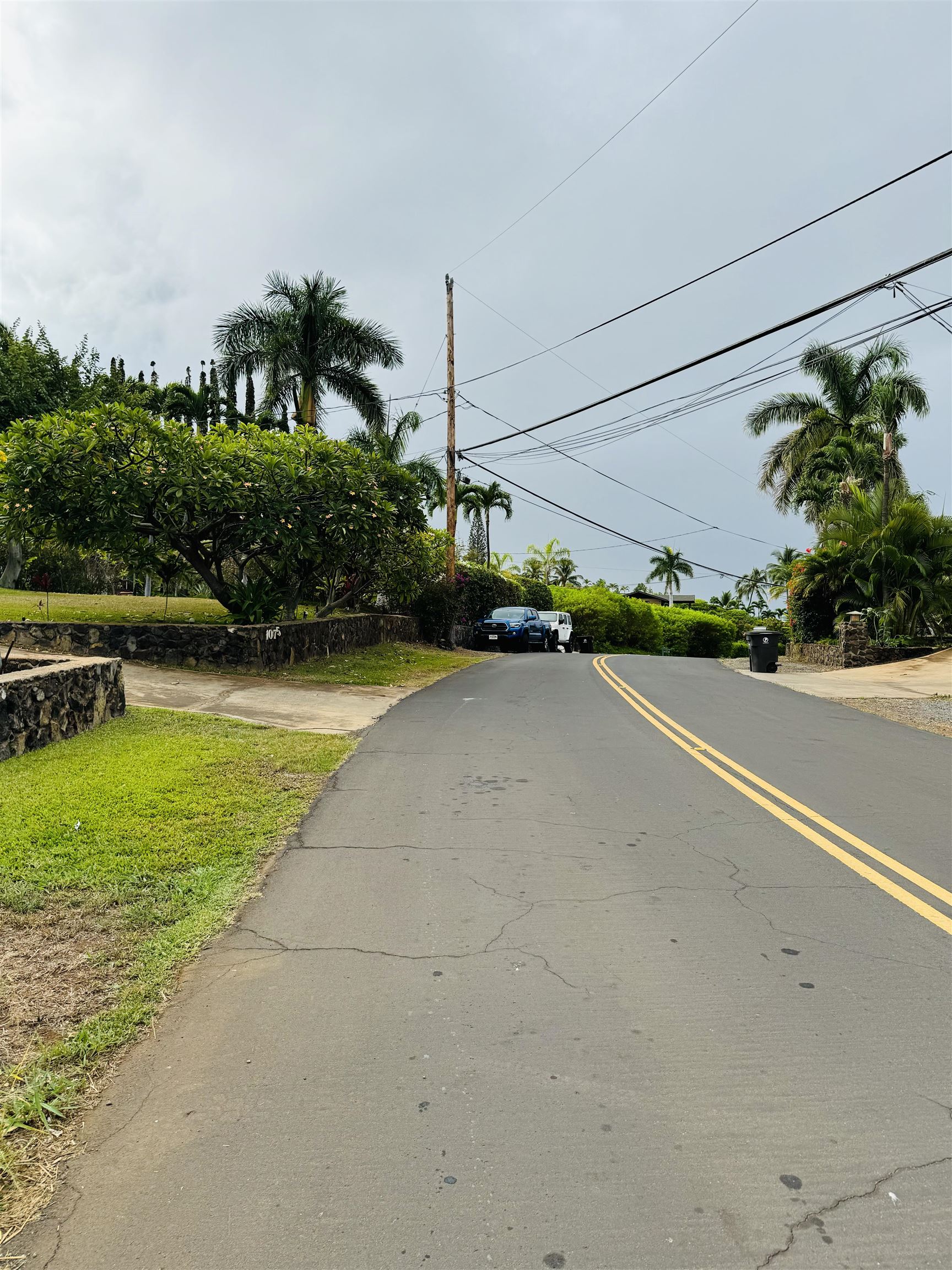 a view of a street with a building in the background