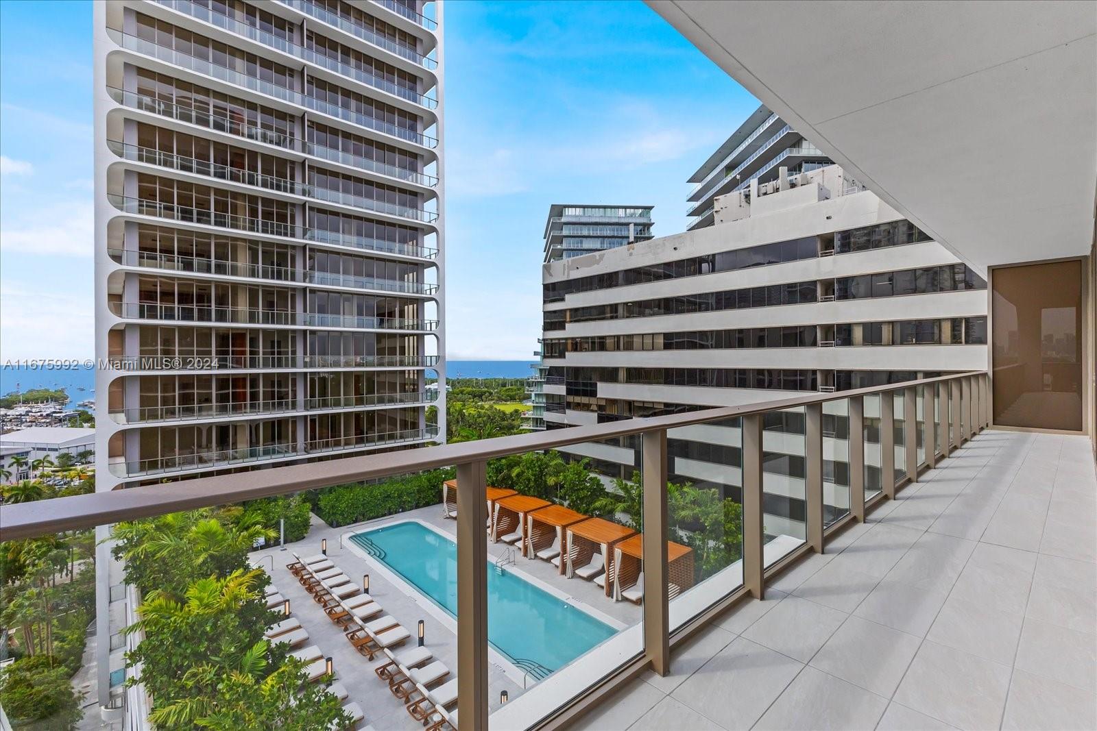 a view of a balcony with an outdoor space