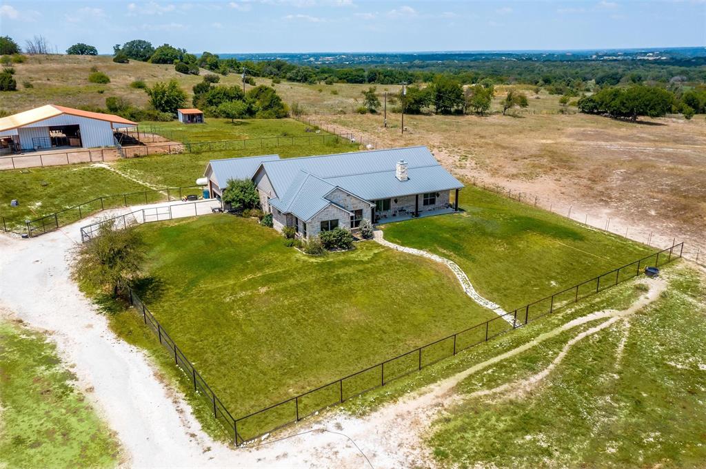 an aerial view of a house