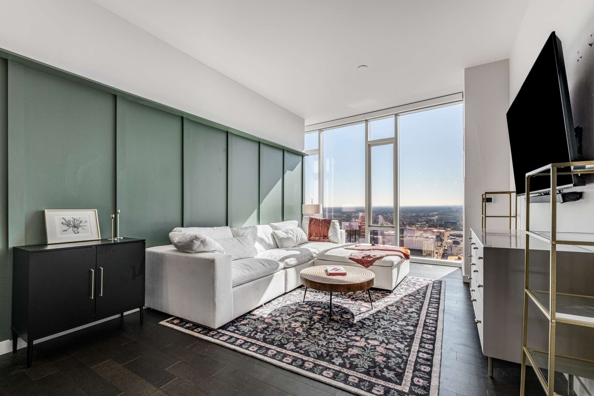 a living room with furniture