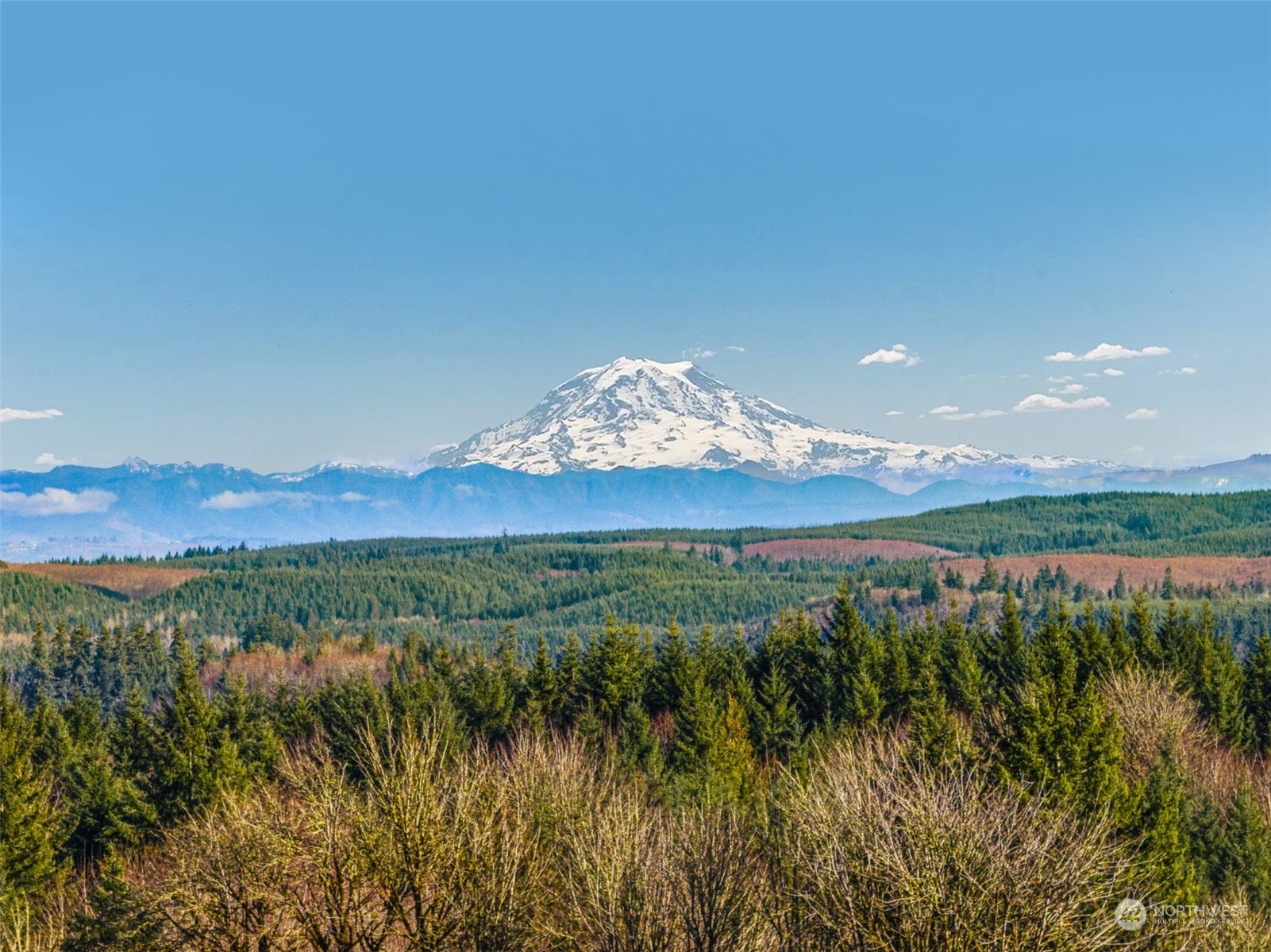 a view of a lake with a mountain in the background