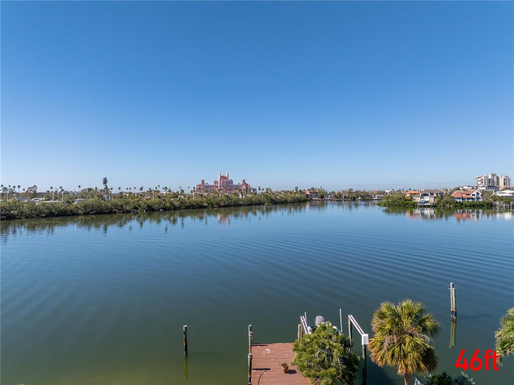 a view of a lake with a mountain in the background