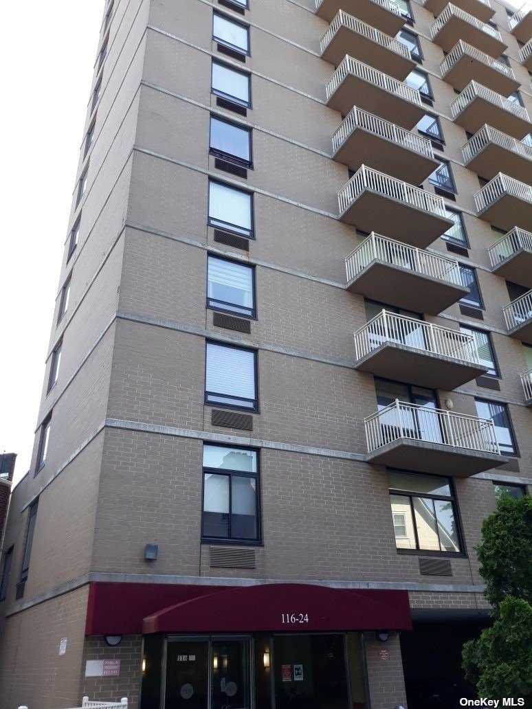 a view of a building with a window