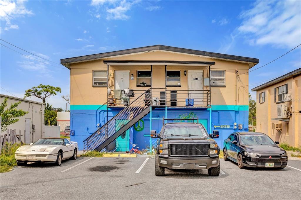 a car parked in front of a house