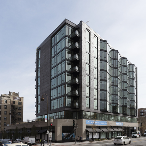 front view of a building with glass windows