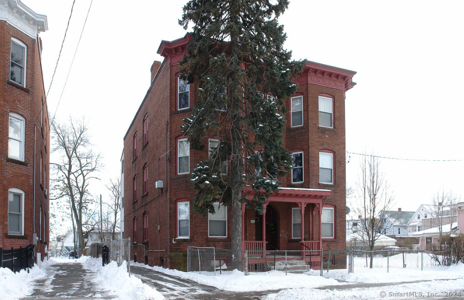 a front view of a building