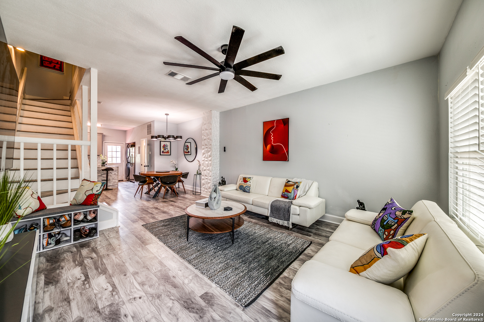 a living room with furniture