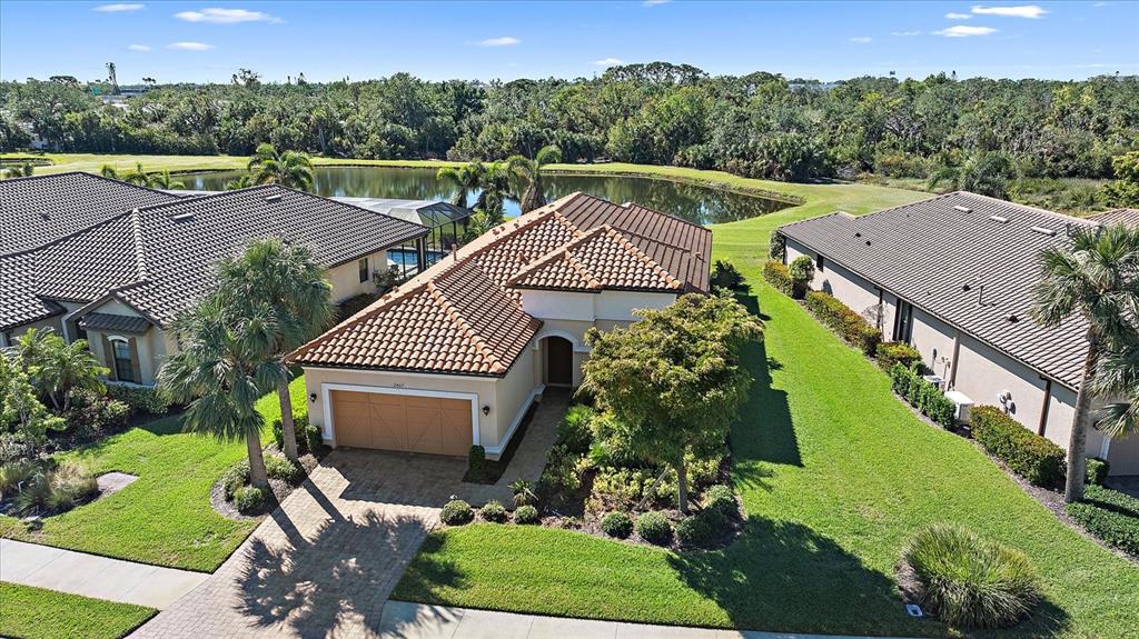 an aerial view of a house