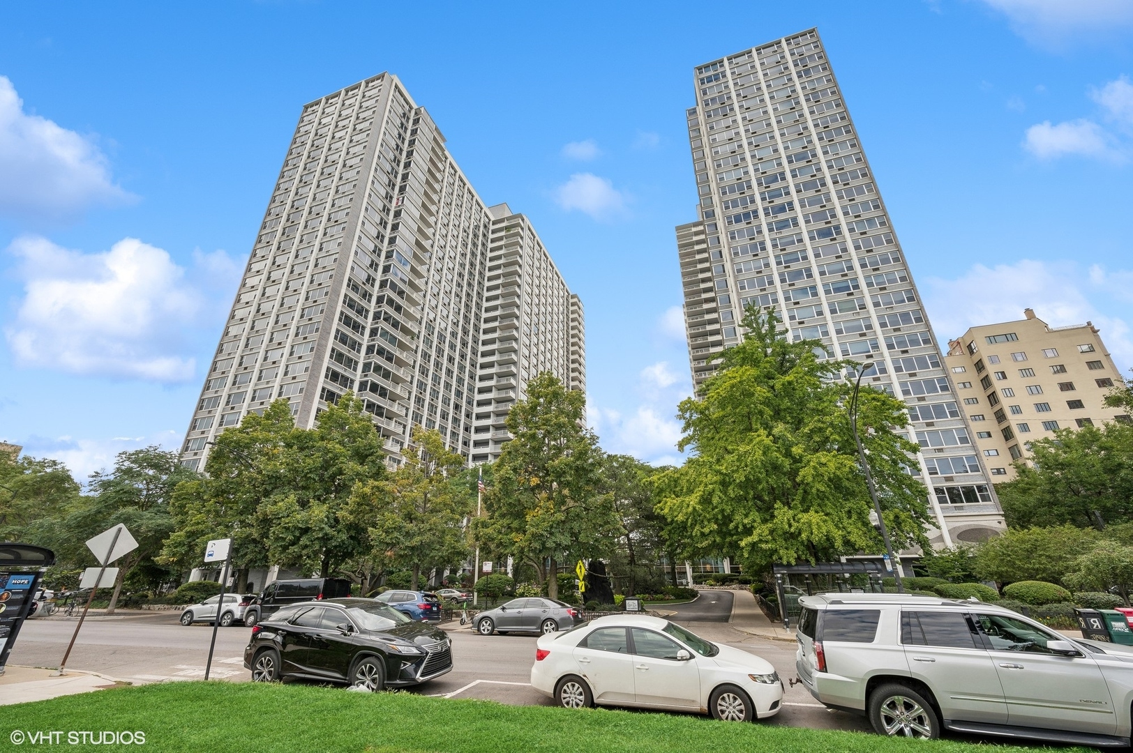 a view of a cars parked in front of a building