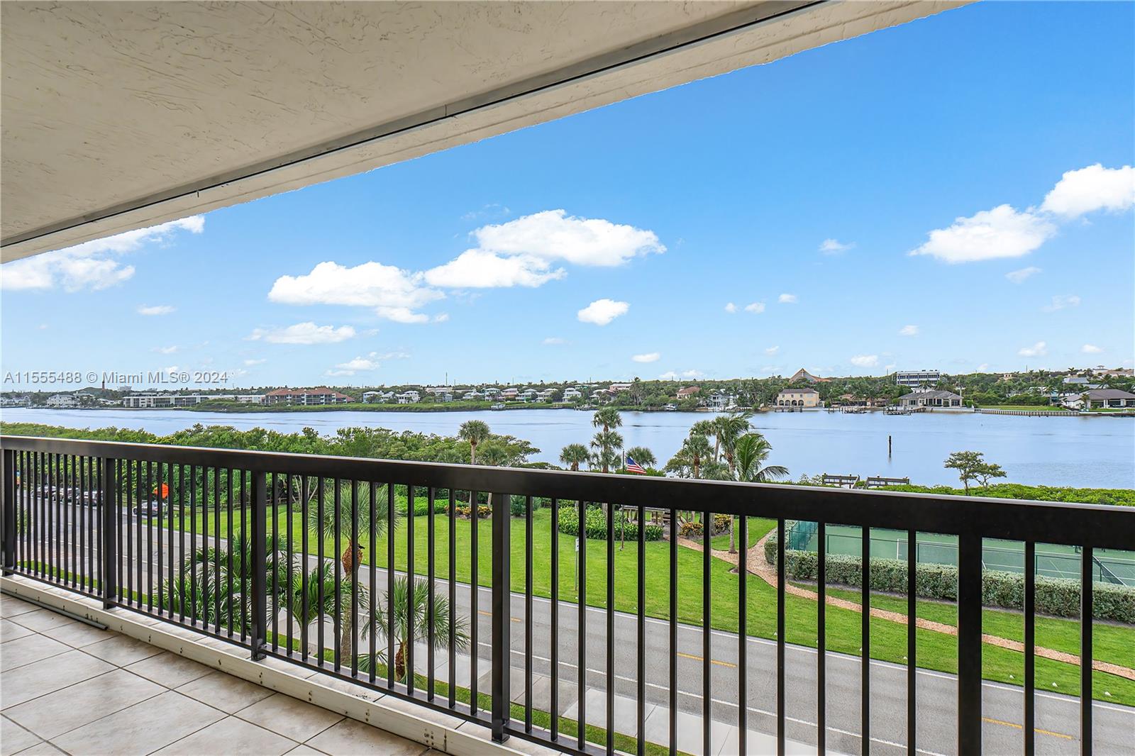 a view of a lake from a balcony