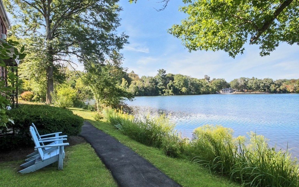 a view of a lake with outdoor space