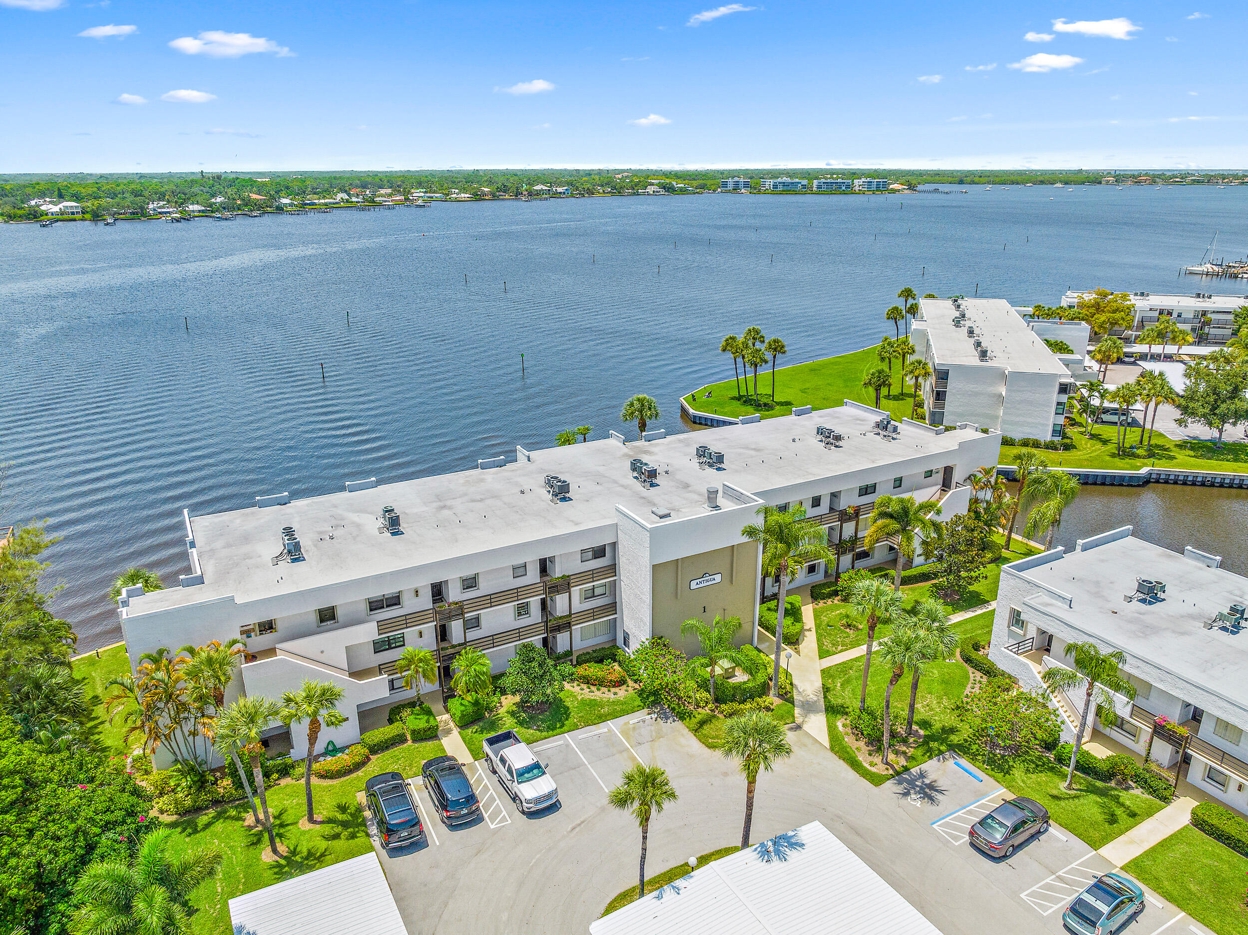 a view of an ocean with outdoor space