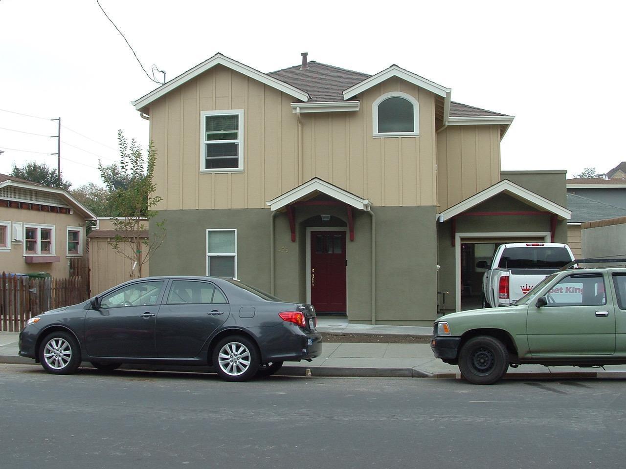 a car parked in front of a house