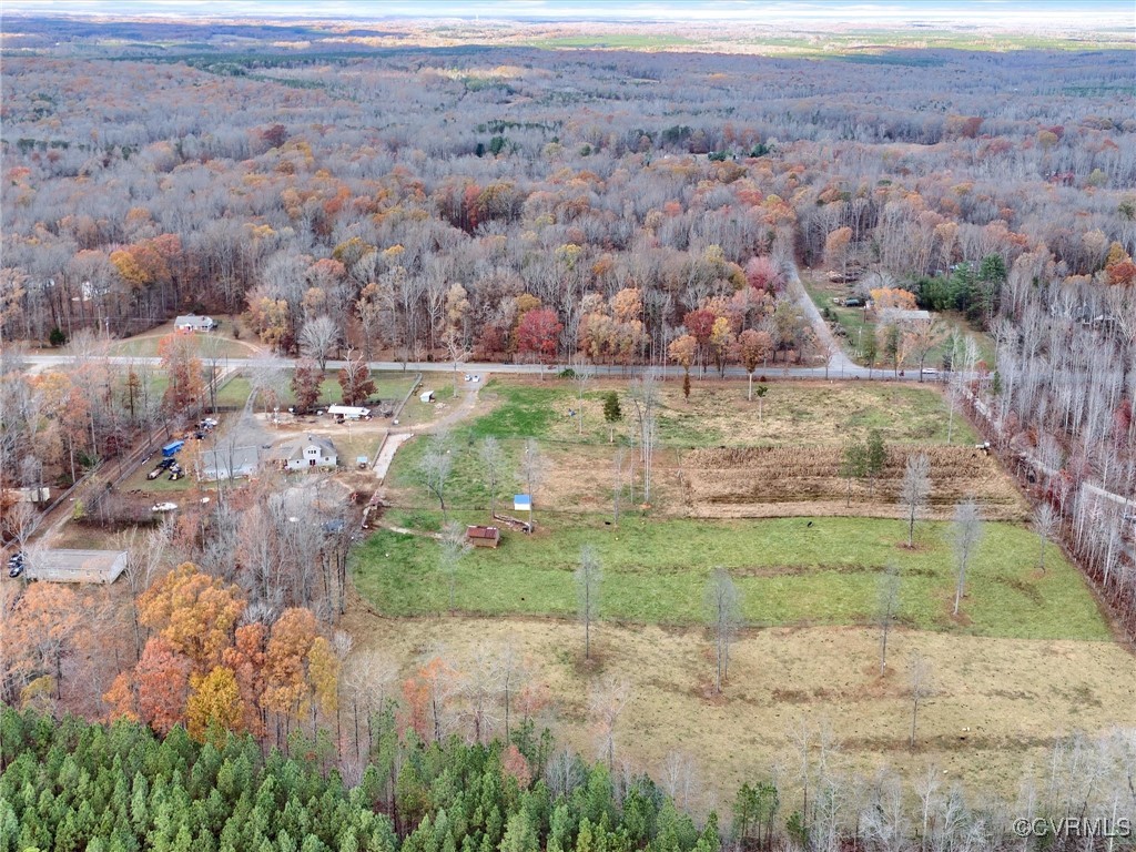 Aerial view with a rural view