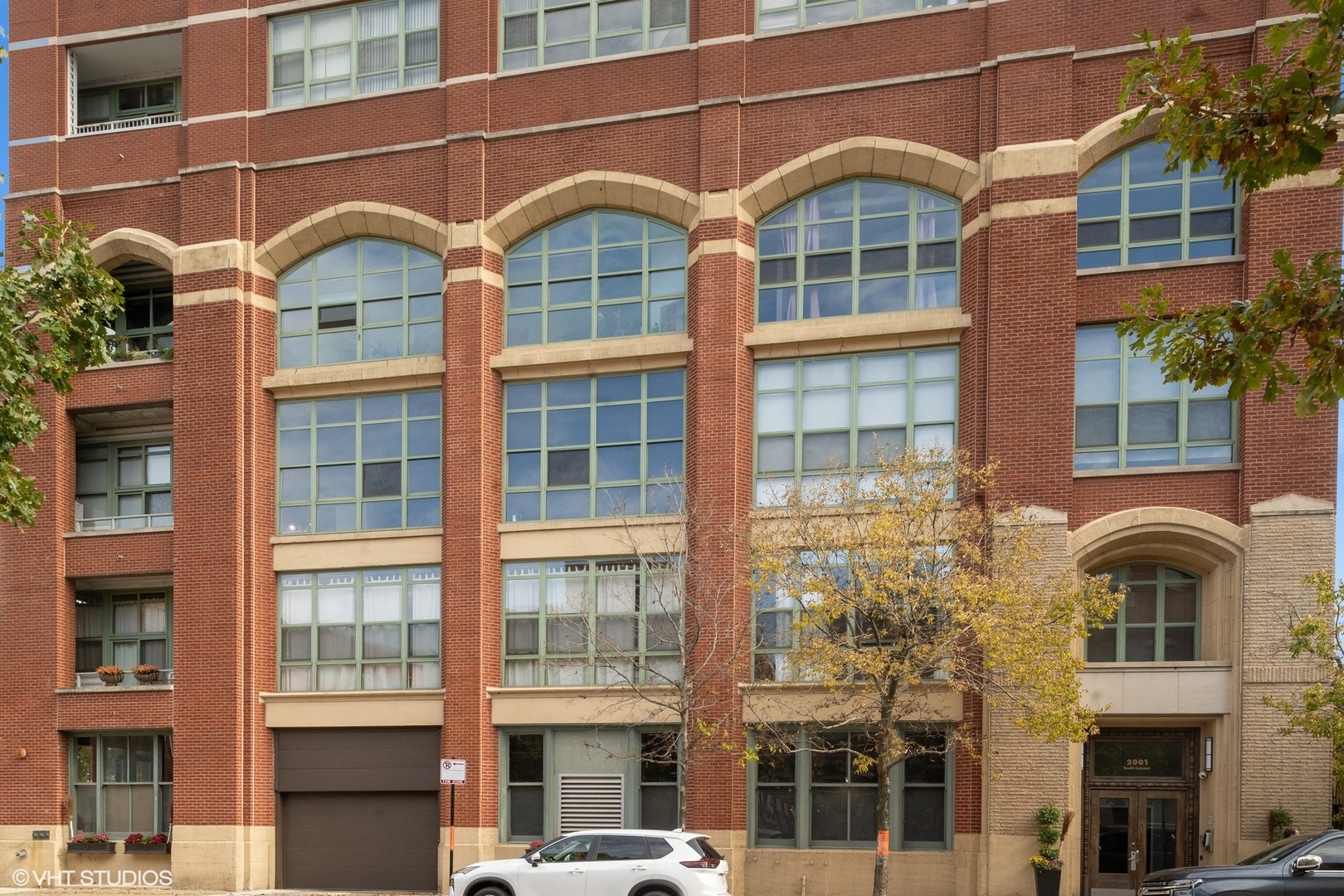 a front view of a multi story residential apartment building