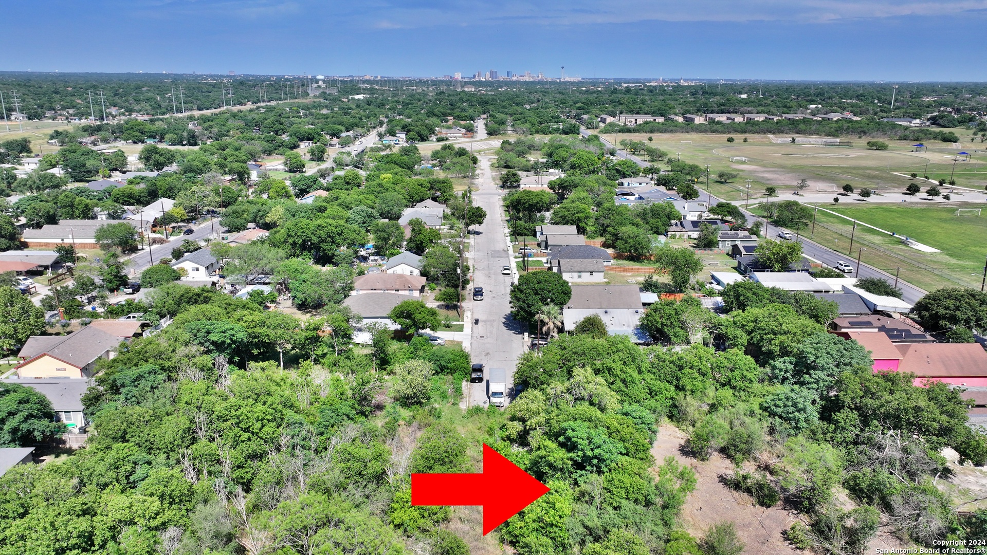 an aerial view of multiple house