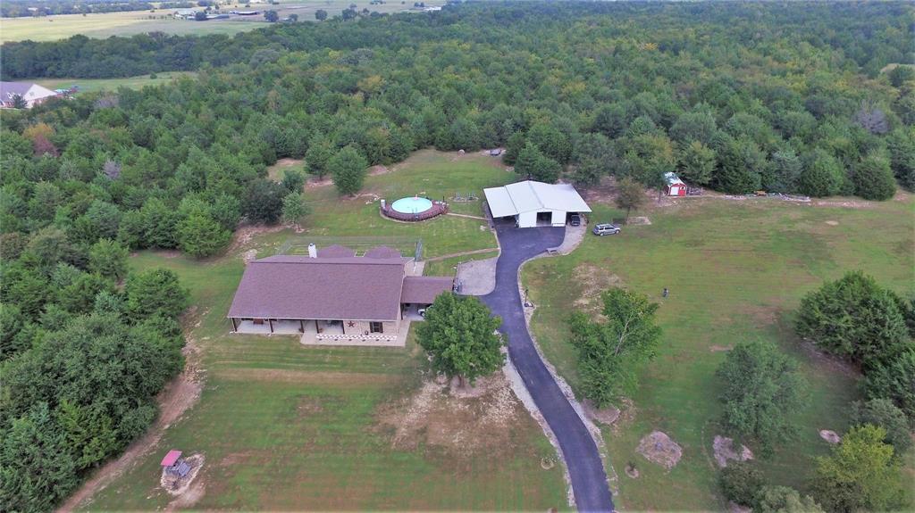 an aerial view of a house