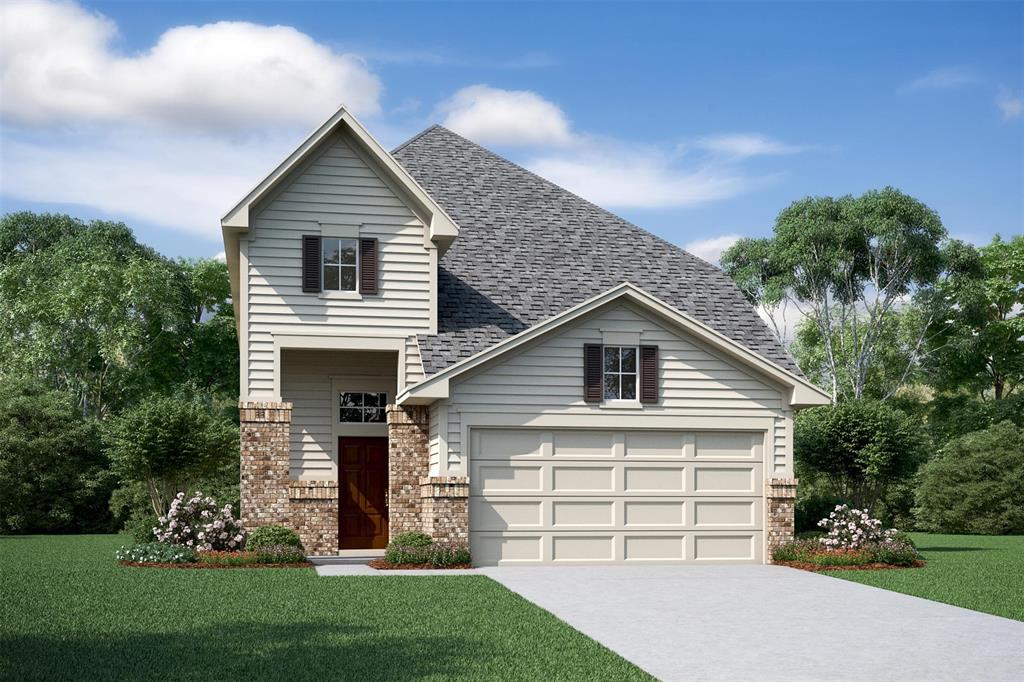 Charming Darlington II home design by K. Hovnanian® Homes with elevation C in beautiful The Landing at New Caney. (*Artist rendering used for illustration purposes only.)