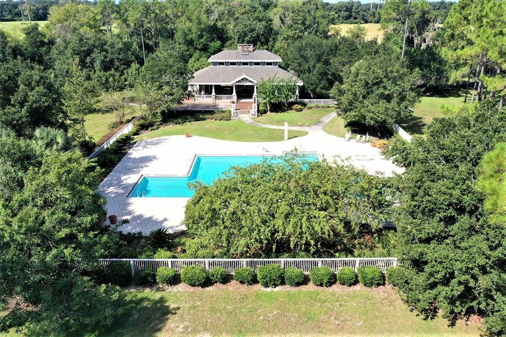 an aerial view of a house