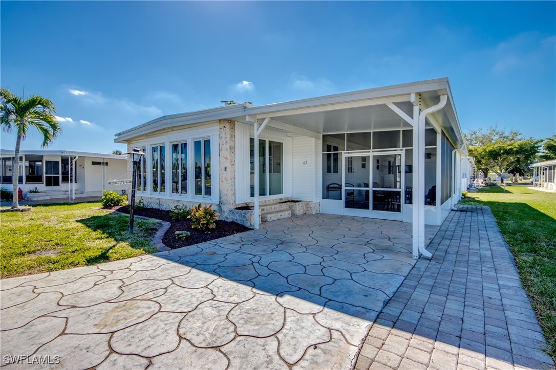 a view of a house with patio