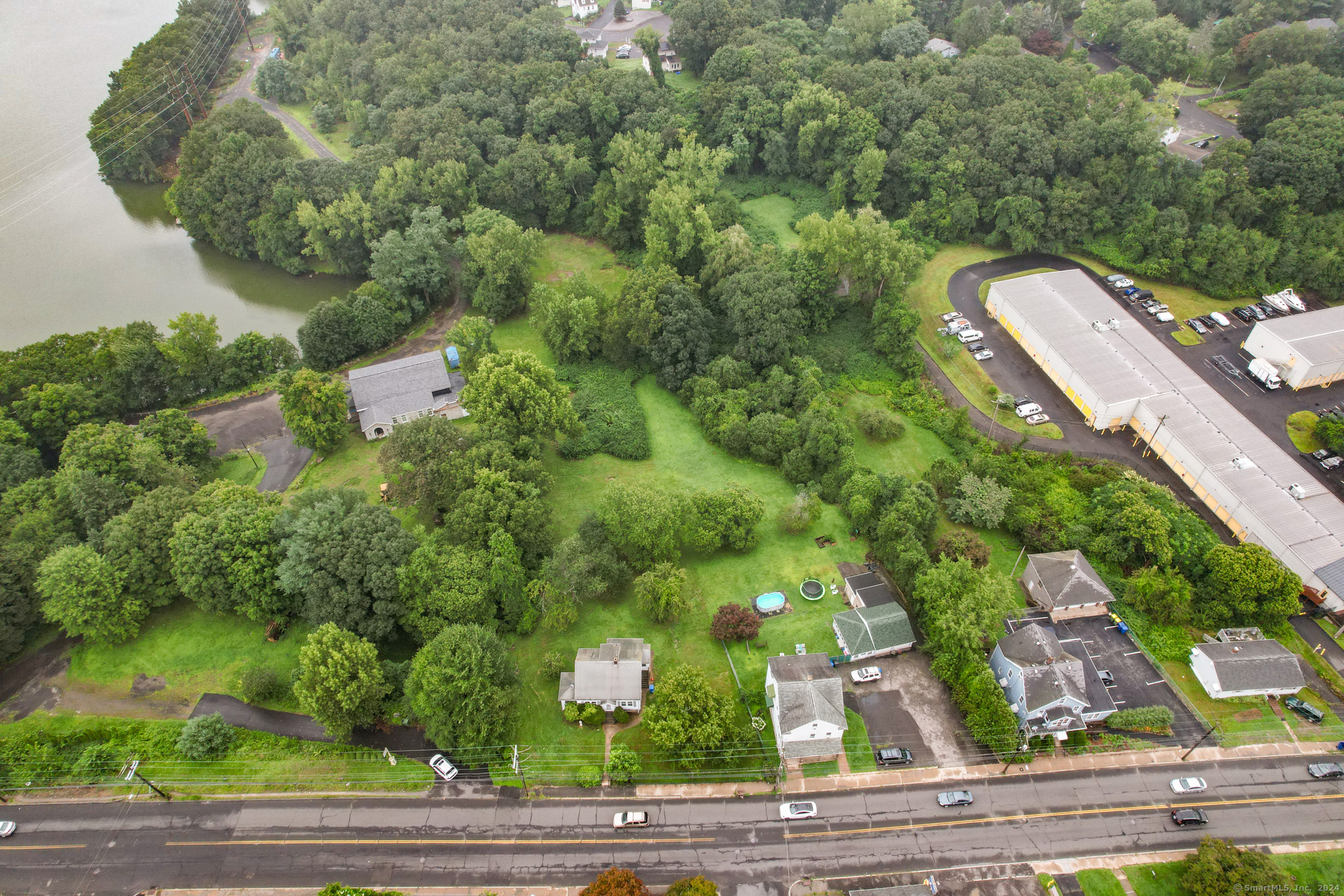 an aerial view of a house