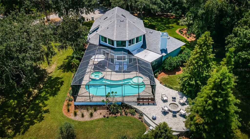 an aerial view of a house