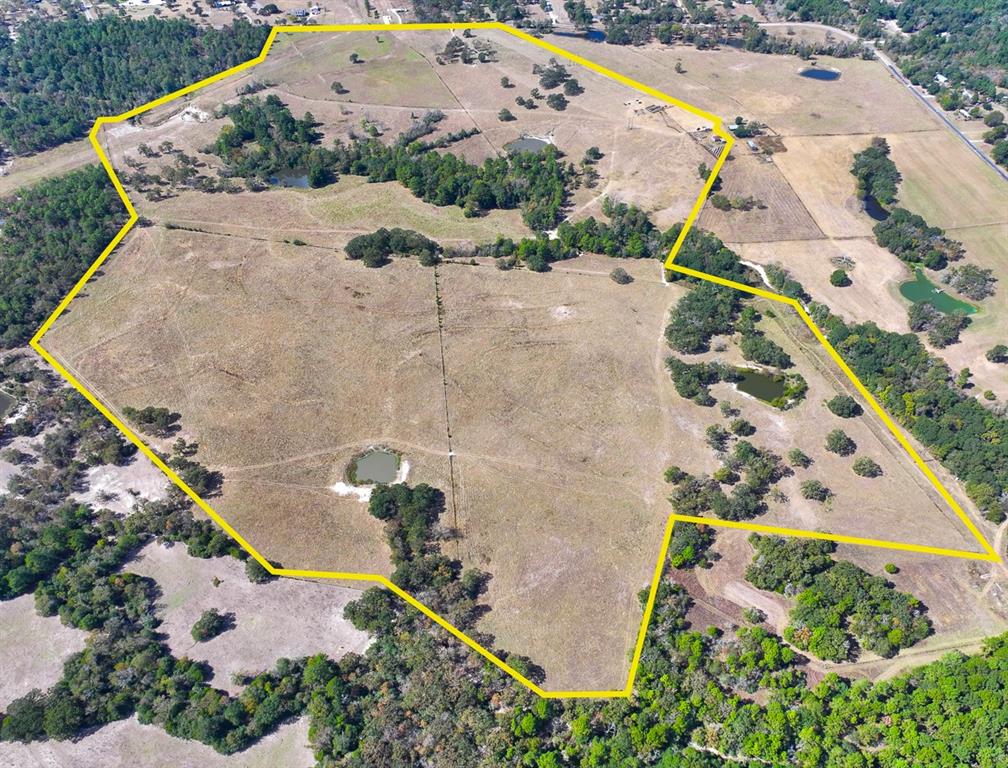 an aerial view of a house with a yard and greenery