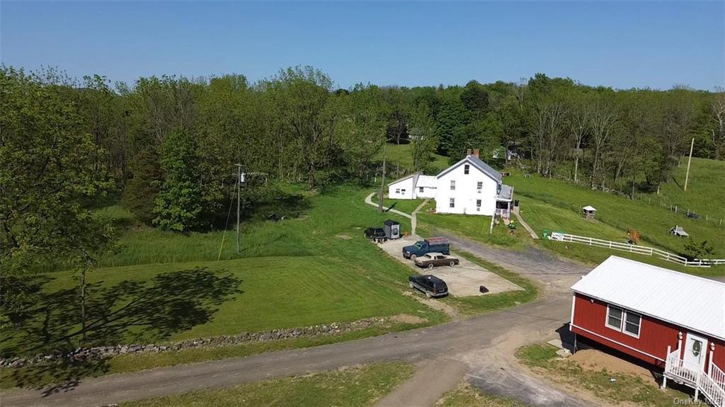 an aerial view of a house