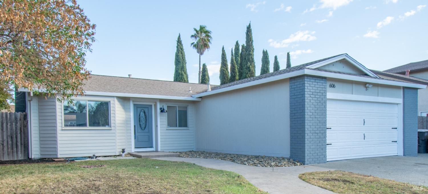 a view of a house with a backyard