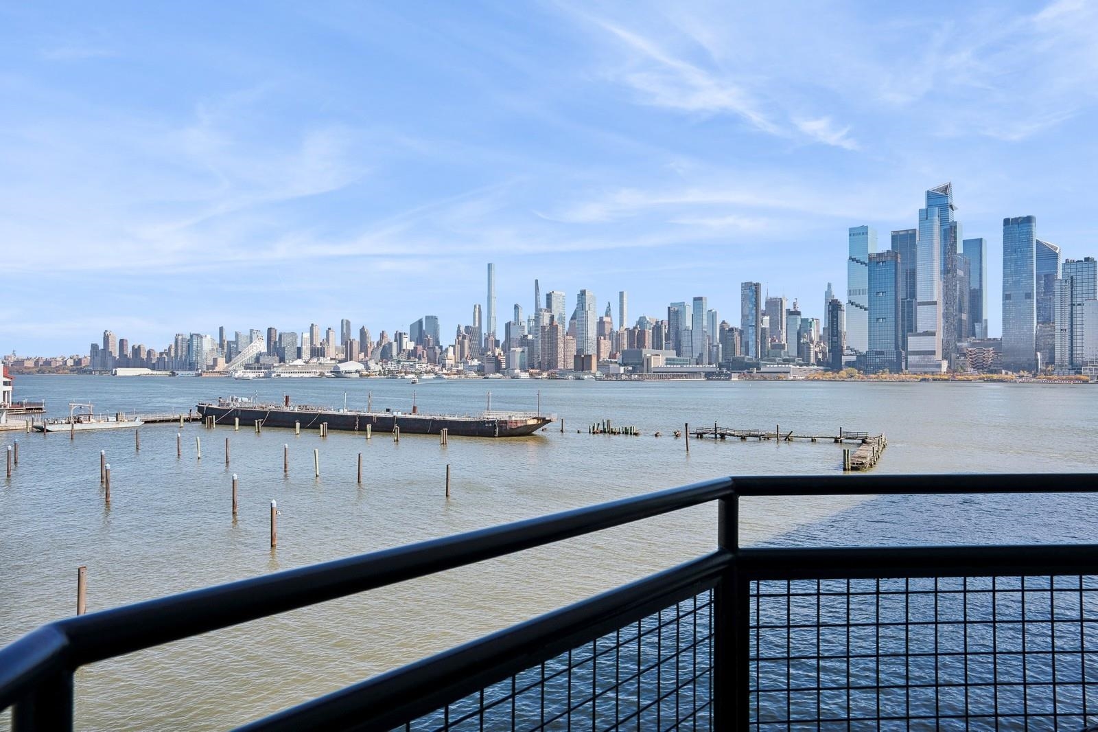 a view of a city skyline from a terrace