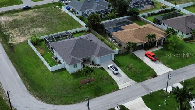 an aerial view of a house