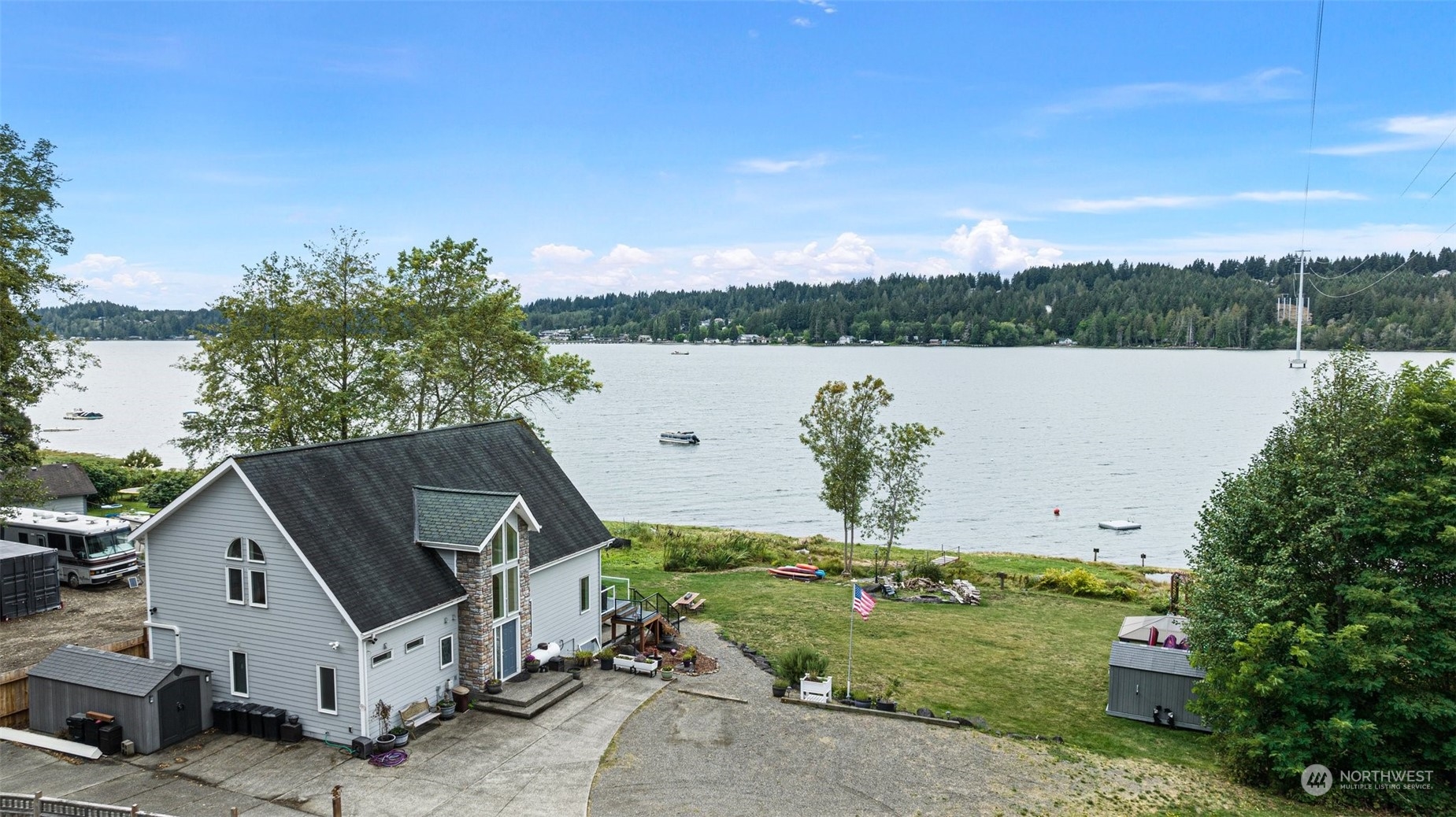 an aerial view of a house